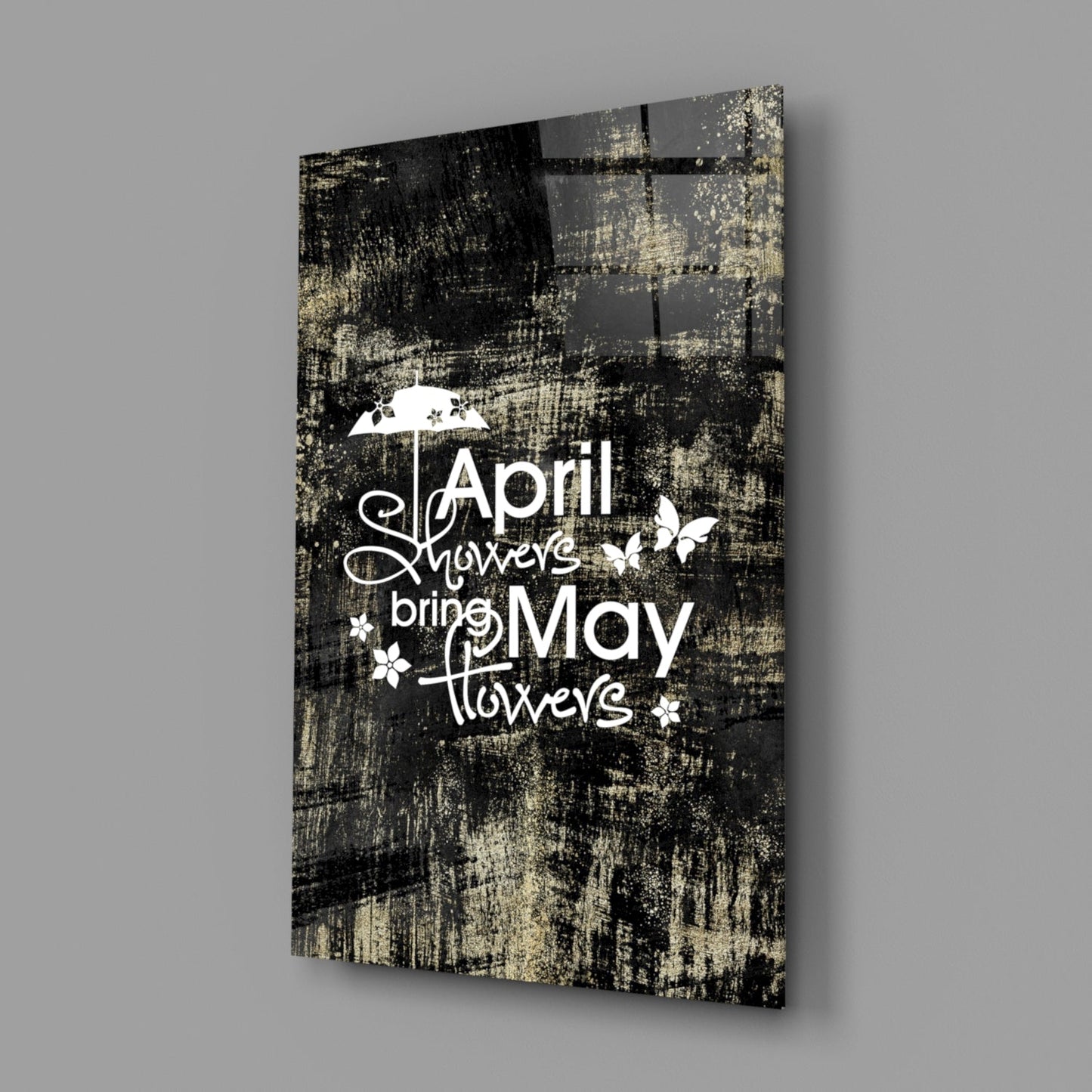 April Showers May Flowers Glass Wall Art