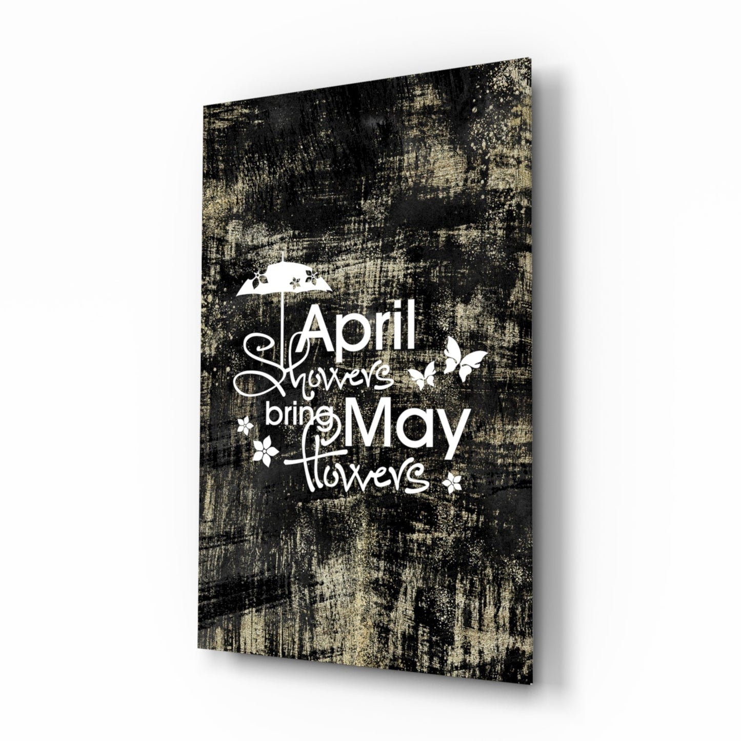 April Showers May Flowers Glass Wall Art