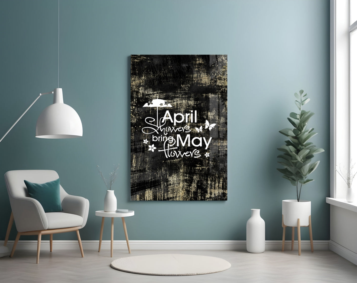 April Showers May Flowers Glass Wall Art