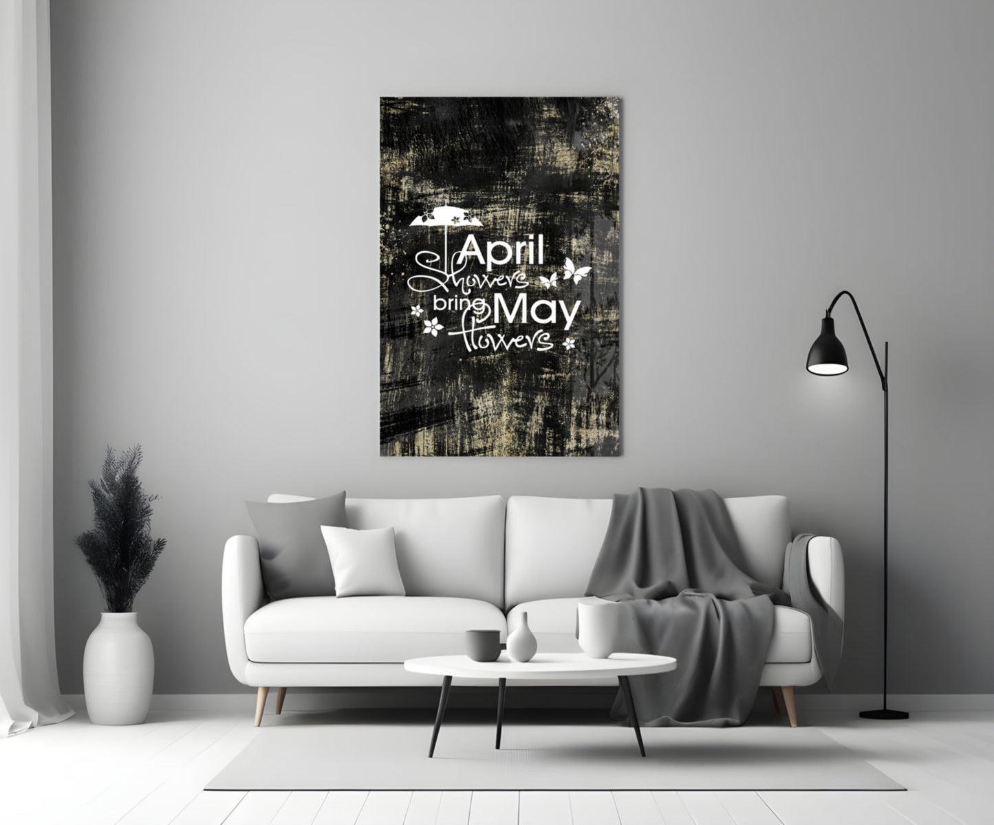 April Showers May Flowers Glass Wall Art