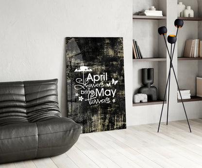 April Showers May Flowers Glass Wall Art