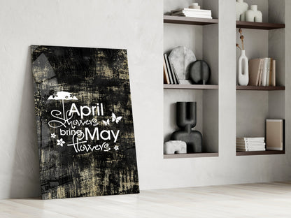 April Showers May Flowers Glass Wall Art