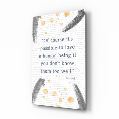 Gray Brush Gold Dots Love Quote Glass Wall Art