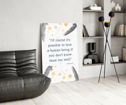 Gray Brush Gold Dots Love Quote Glass Wall Art