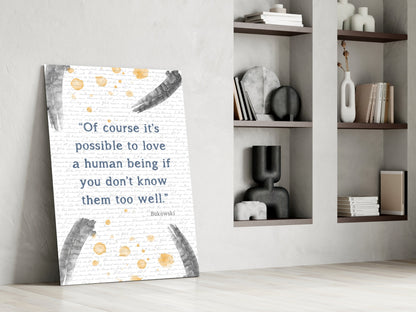 Gray Brush Gold Dots Love Quote Glass Wall Art