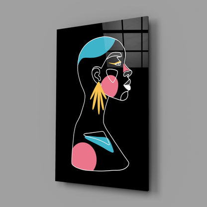 Yellow Hand Earring Profile Glass Wall Art
