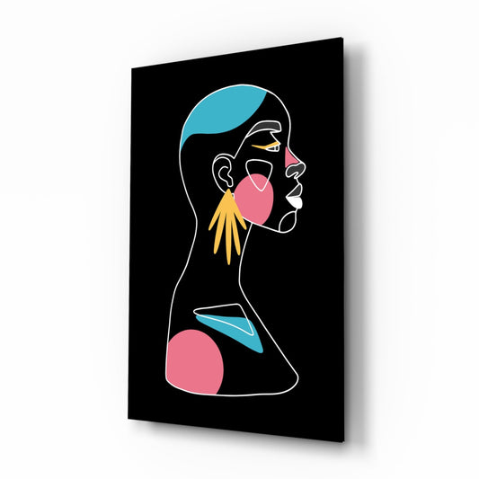 Yellow Hand Earring Profile Glass Wall Art