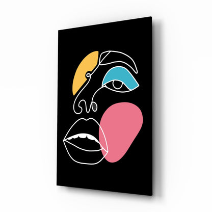Pink Blob Closed Lips One Line Face Glass Wall Art