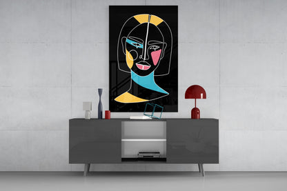 Bob Cut Colorful Face Glass Wall Art
