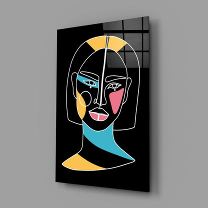 Bob Cut Colorful Face Glass Wall Art