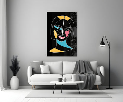 Bob Cut Colorful Face Glass Wall Art