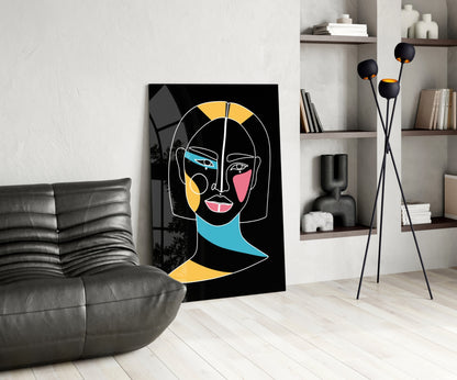 Bob Cut Colorful Face Glass Wall Art