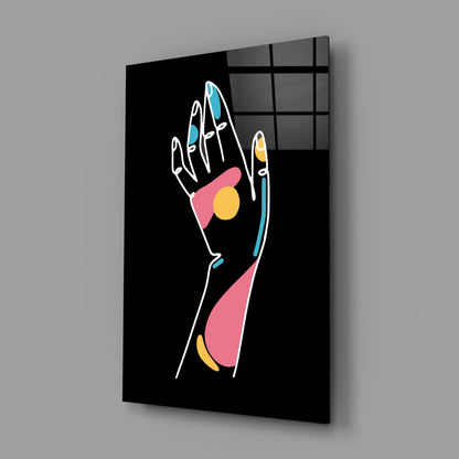 Raised Open Palm Line Art Hand Glass Wall Art