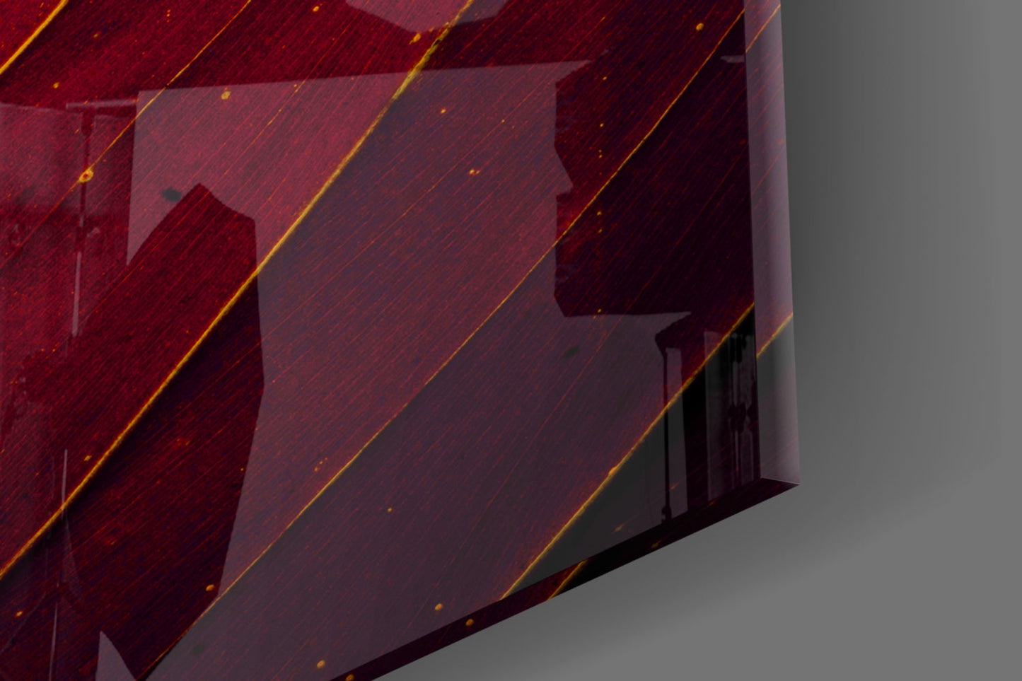 Deep Red Leaf Veins On Black Glass Wall Art