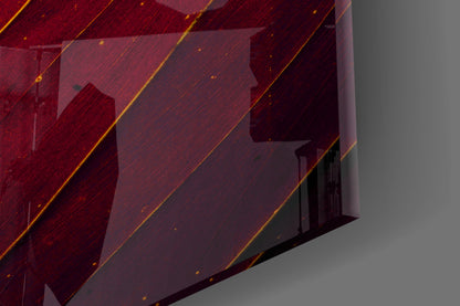 Deep Red Leaf Veins On Black Glass Wall Art