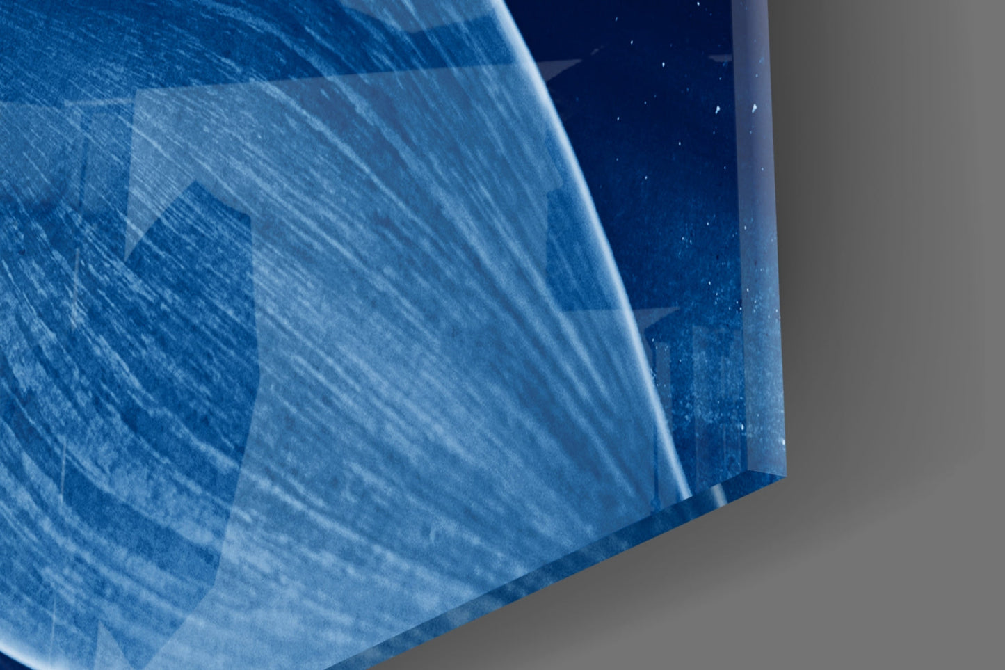Indigo Blue Agave Petals Macro Glass Wall Art