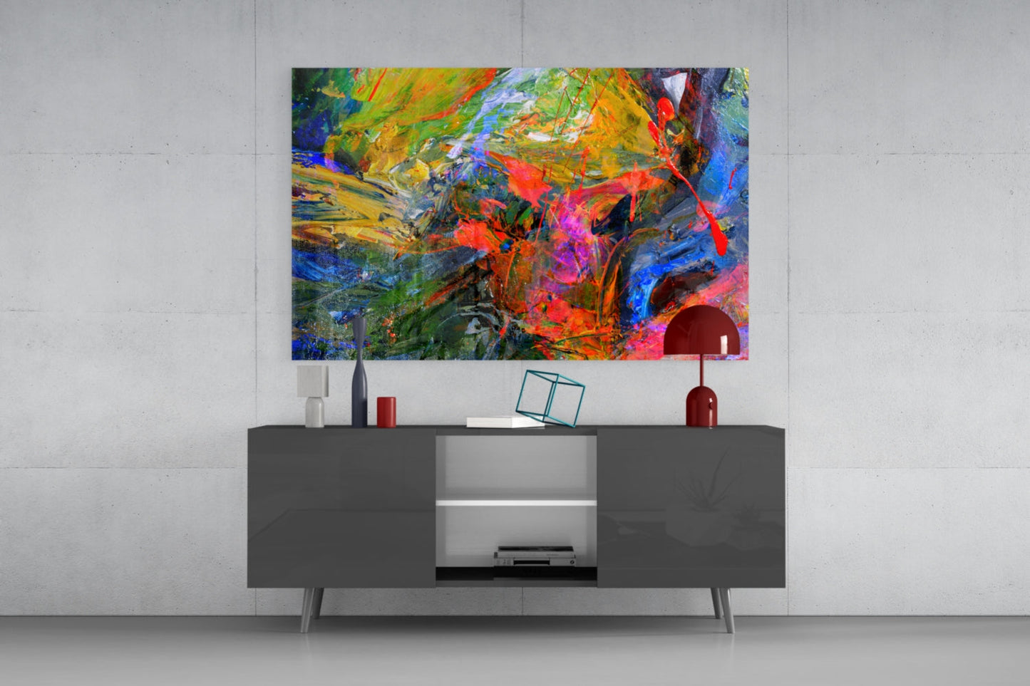 Bold Palette Knife Color Splash Glass Wall Art