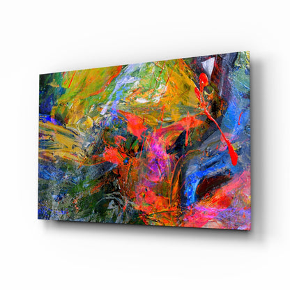 Bold Palette Knife Color Splash Glass Wall Art