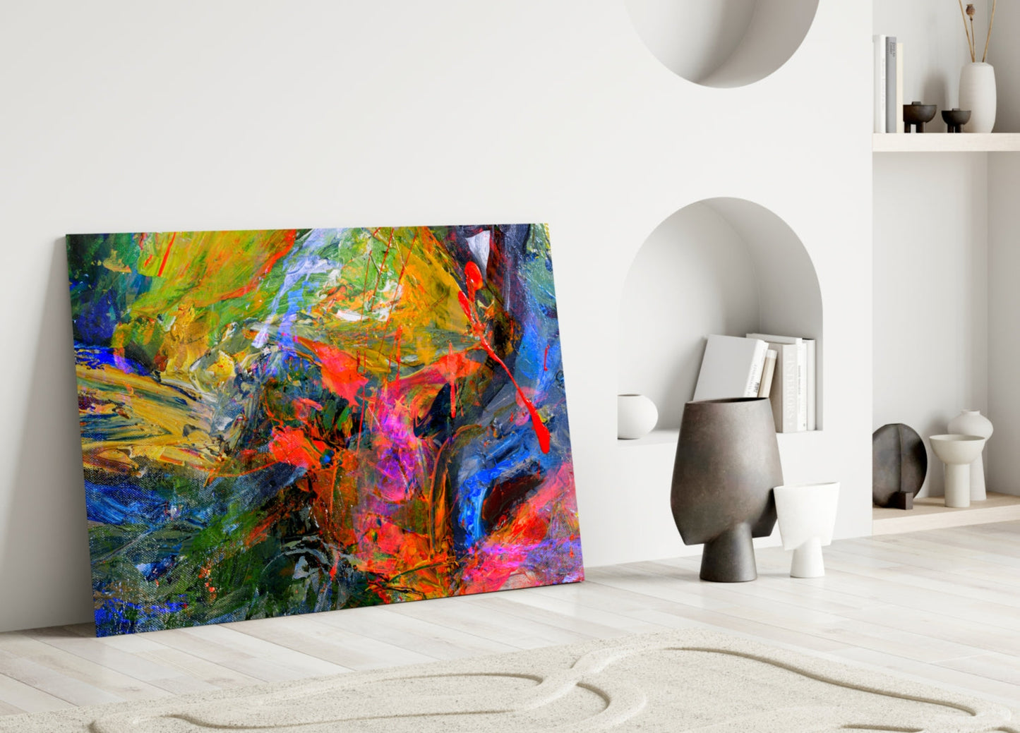Bold Palette Knife Color Splash Glass Wall Art