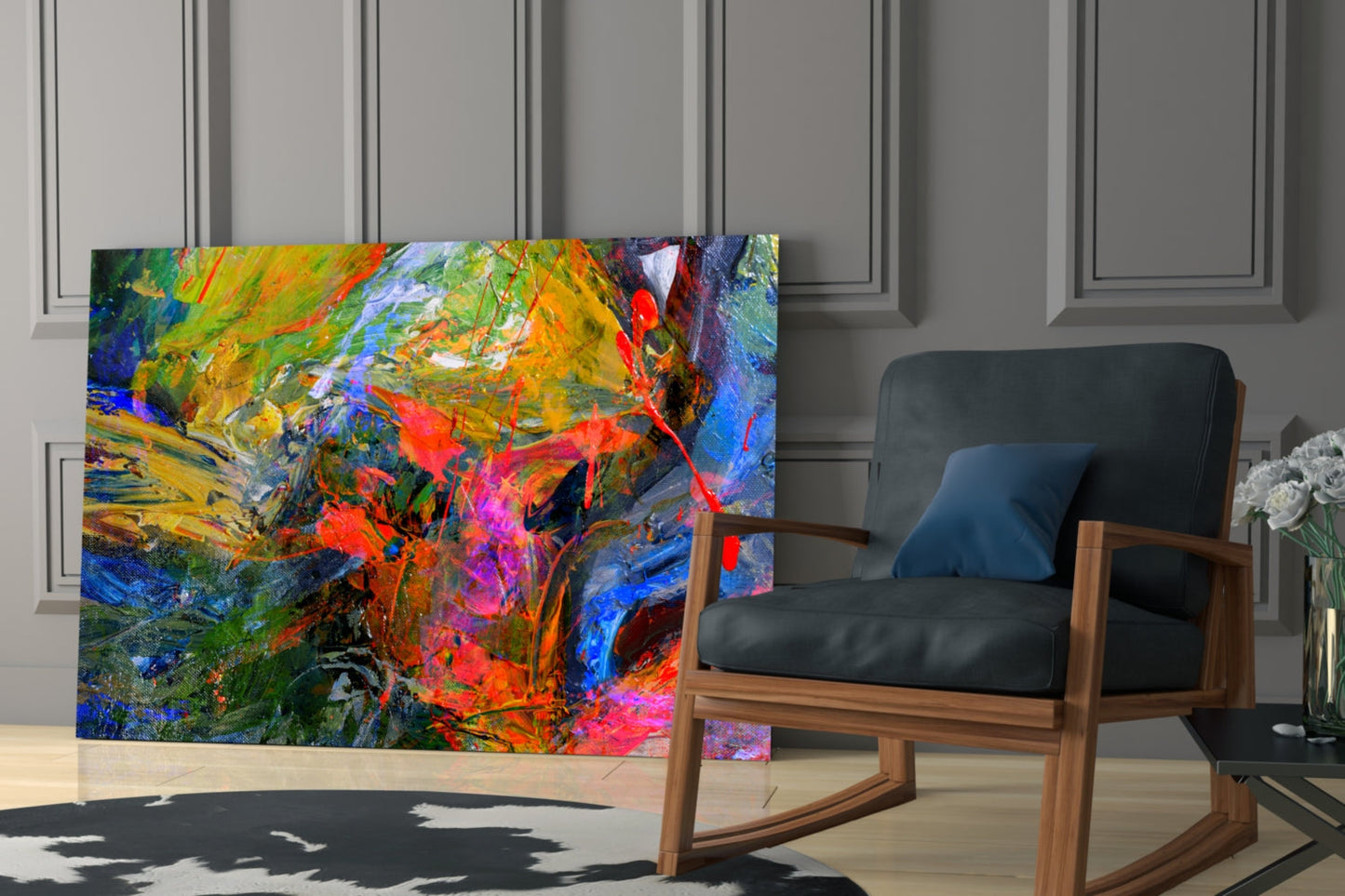 Bold Palette Knife Color Splash Glass Wall Art