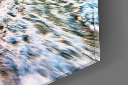 Turquoise Beach Waves Sunset Glass Wall Art