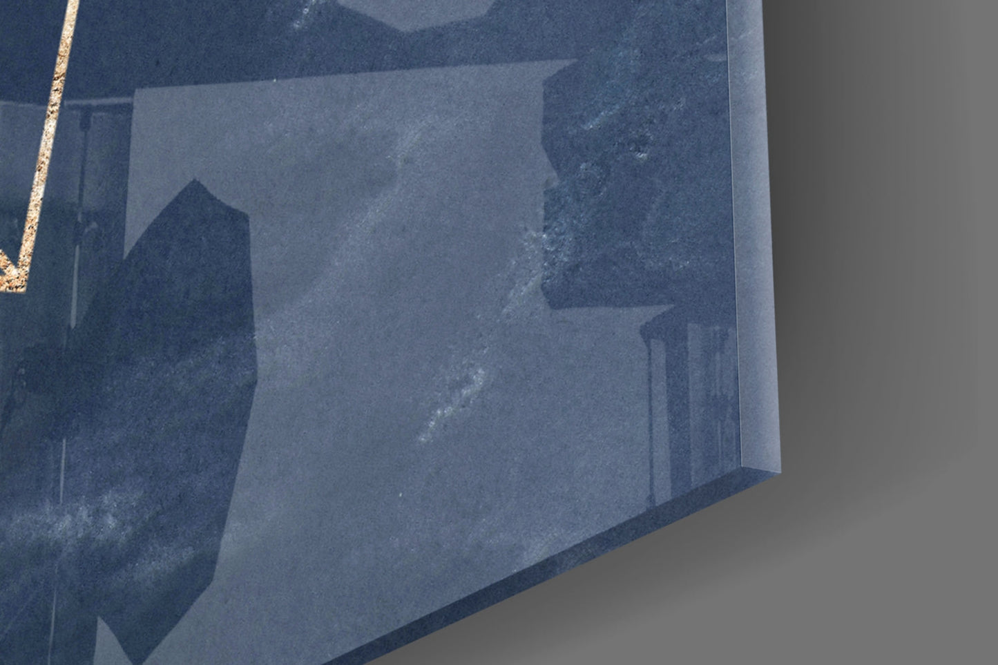 Gold Line Geometry On Navy Blue Glass Wall Art