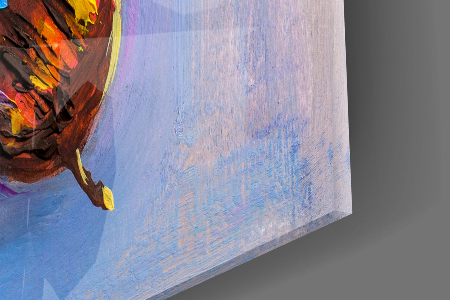 Rainbow Oil Paint Butterfly Glass Wall Art
