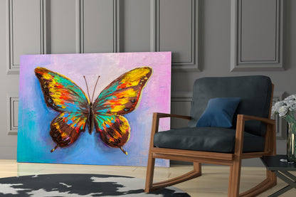 Rainbow Oil Paint Butterfly Glass Wall Art