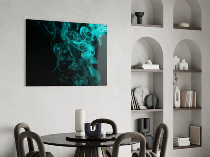Rising Turquoise Smoke Wisps Glass Wall Art