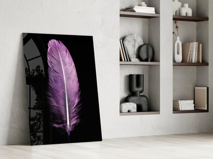 Soft Lilac Quill Feather Glass Wall Art