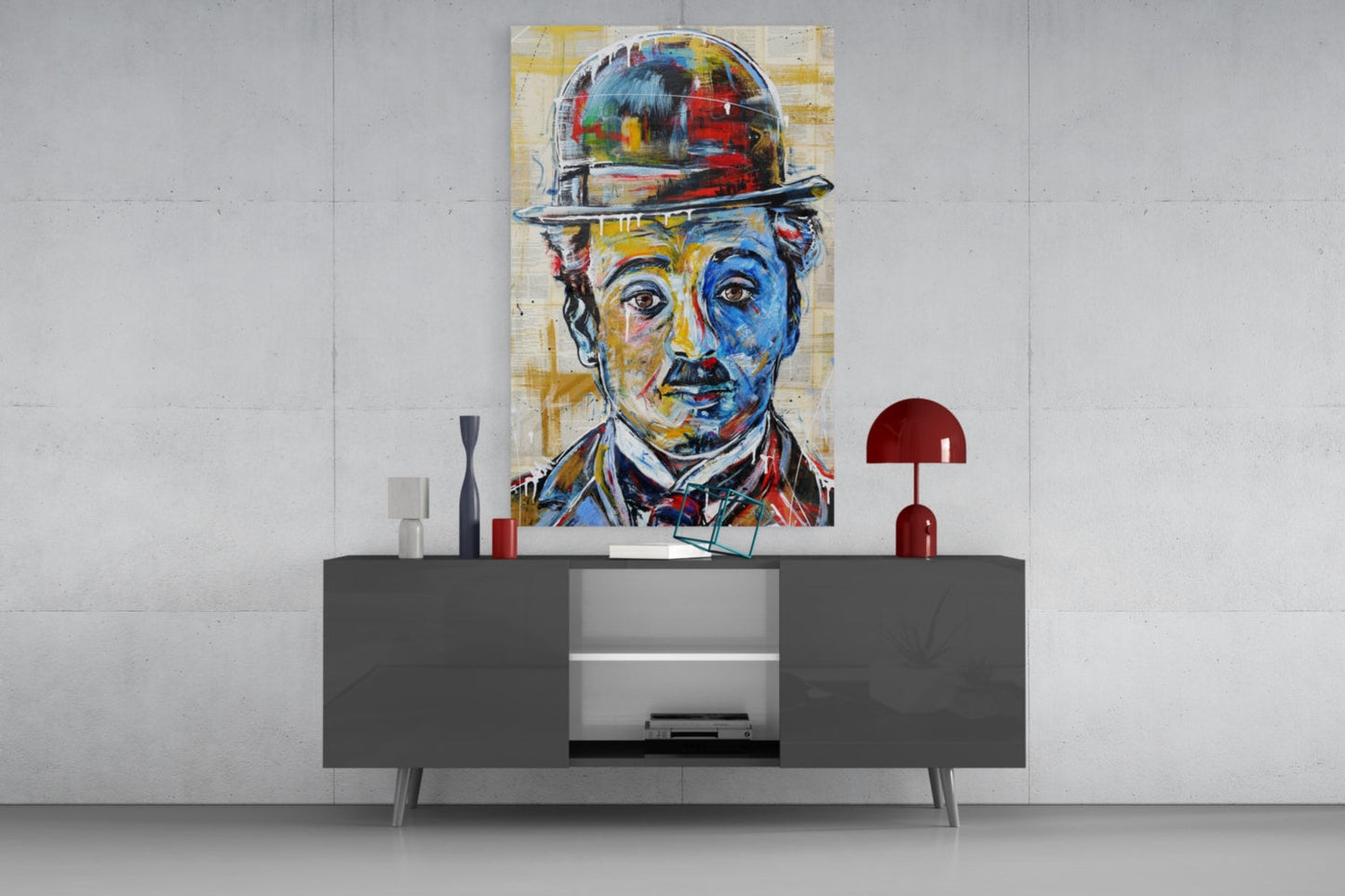 Bowler Hat Comedian Glass Wall Art