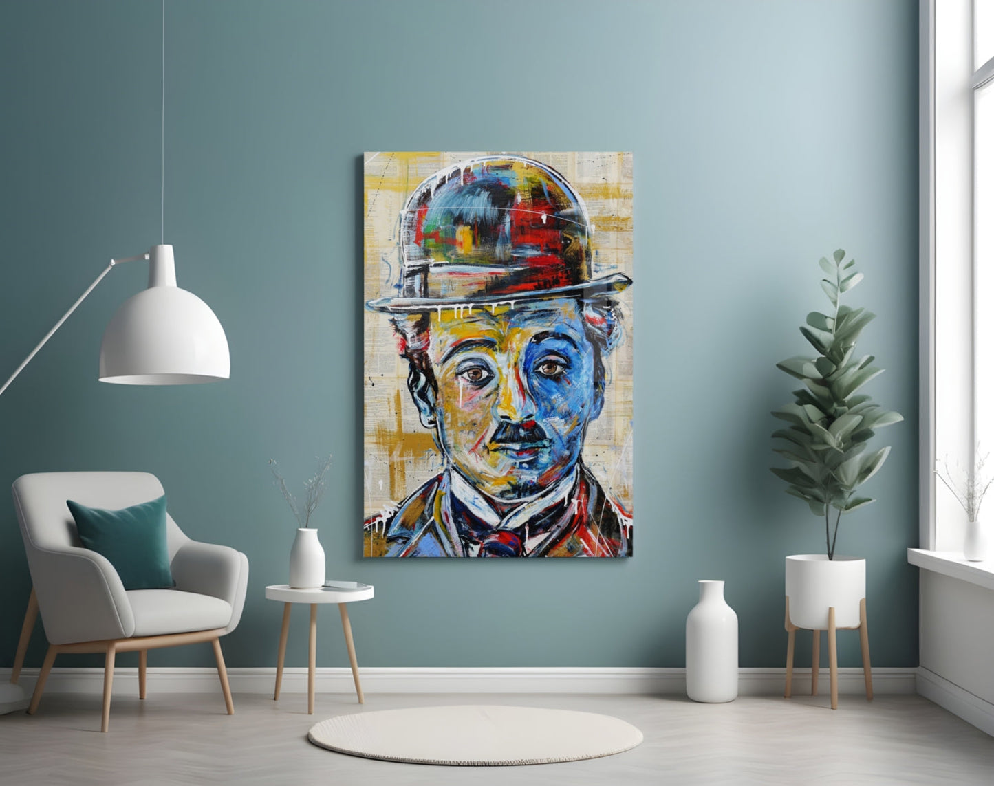 Bowler Hat Comedian Glass Wall Art