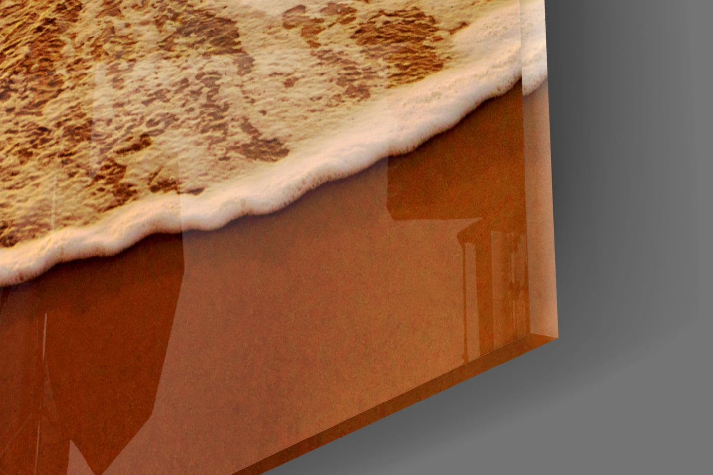 Golden Foam Beach Sunset Glass Wall Art