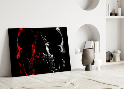 Red and White Shadow Skull Glass Wall Art