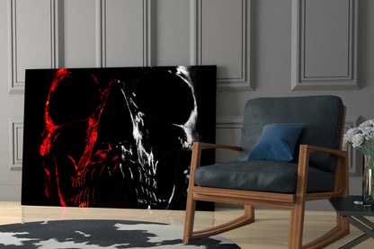 Red and White Shadow Skull Glass Wall Art