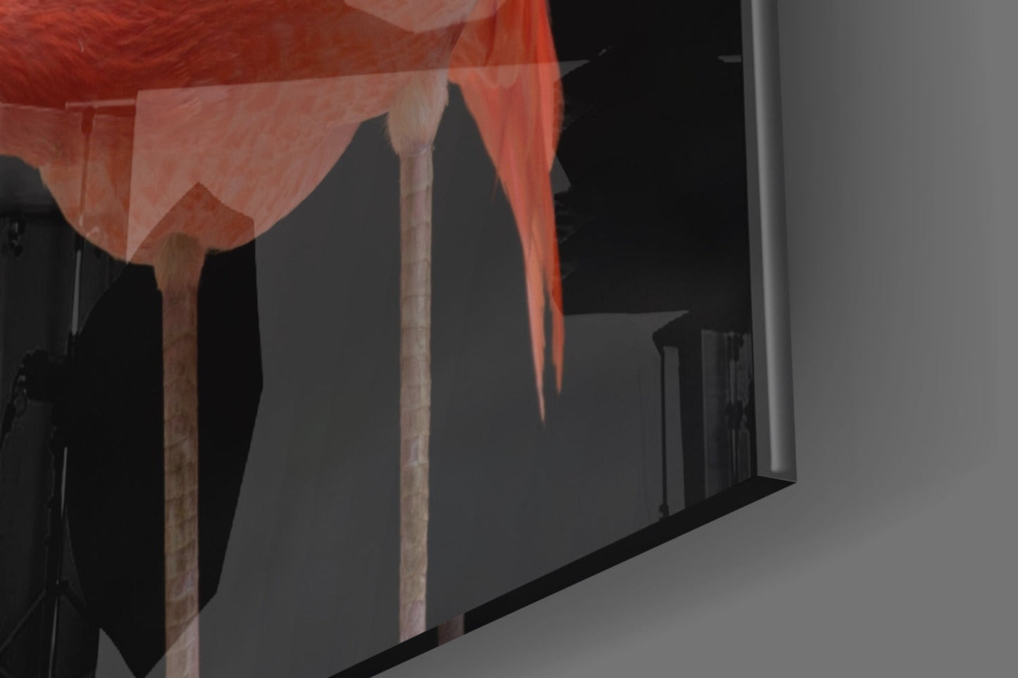 Coral Flamingo Curved Neck Glass Wall Art
