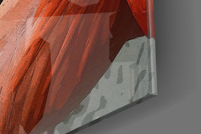 Resting Orange Flamingo Glass Wall Art