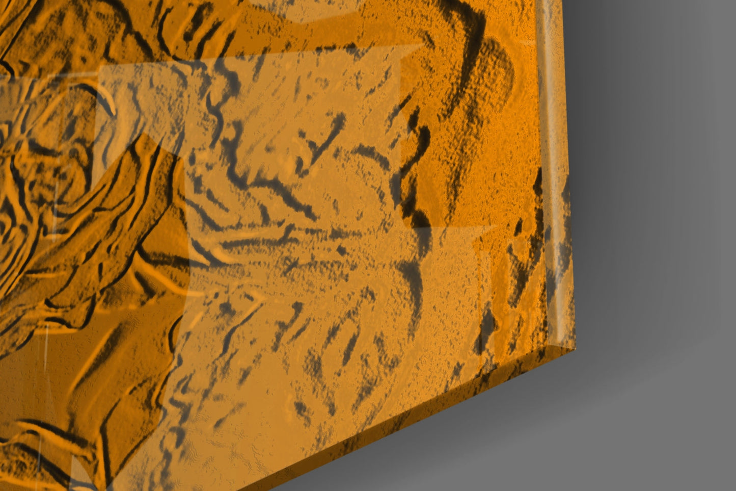 Amber Gold Rose Relief Texture Glass Wall Art