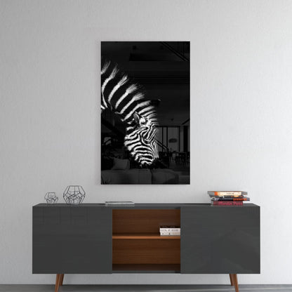 Bowed Head Zebra Glass Wall Art