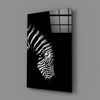 Bowed Head Zebra Glass Wall Art