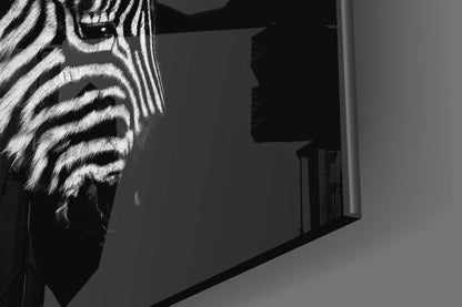 Bowed Head Zebra Glass Wall Art