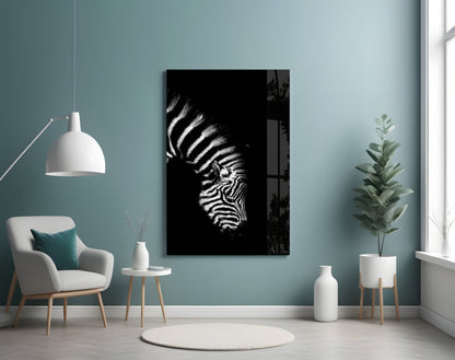 Bowed Head Zebra Glass Wall Art