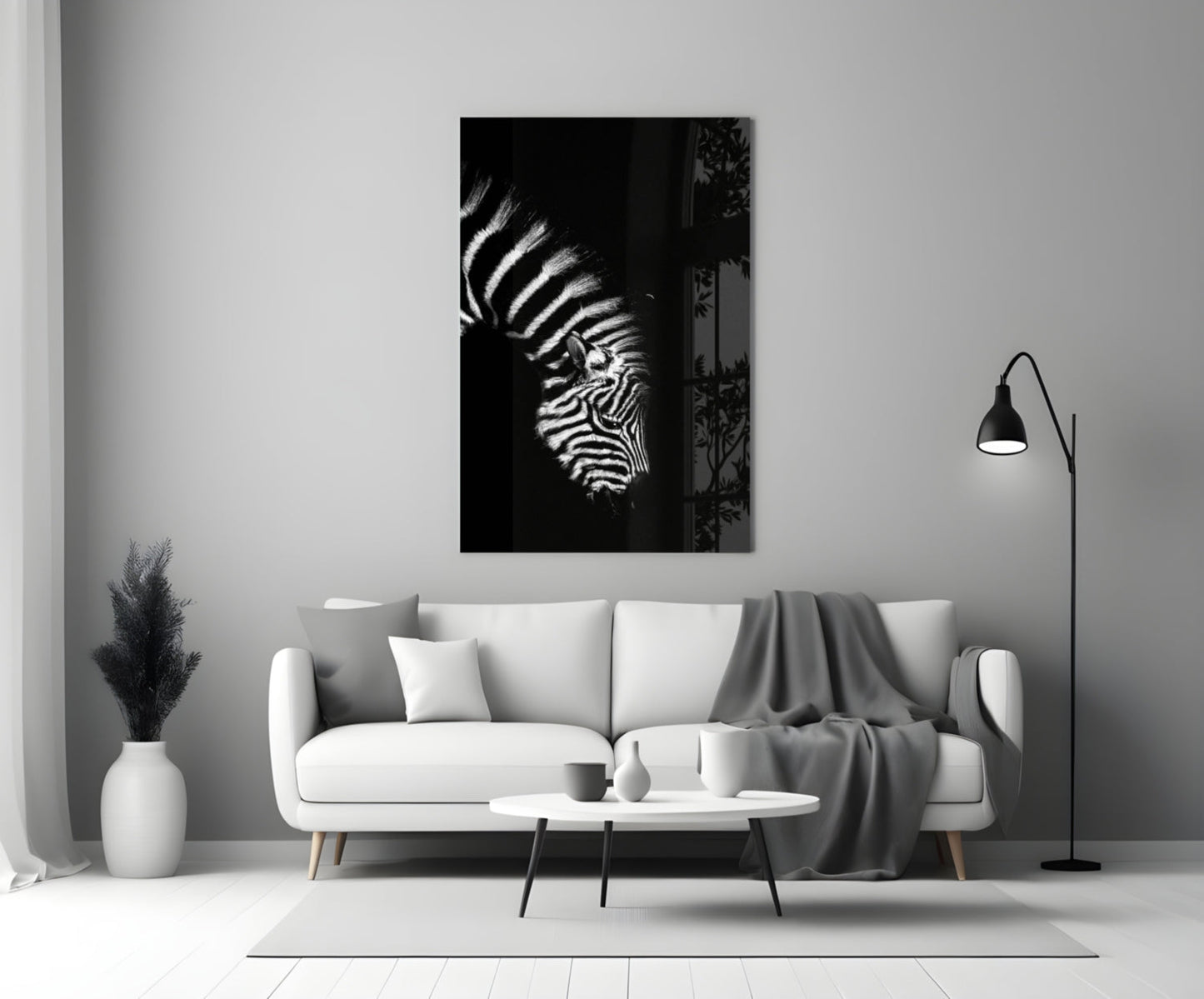 Bowed Head Zebra Glass Wall Art