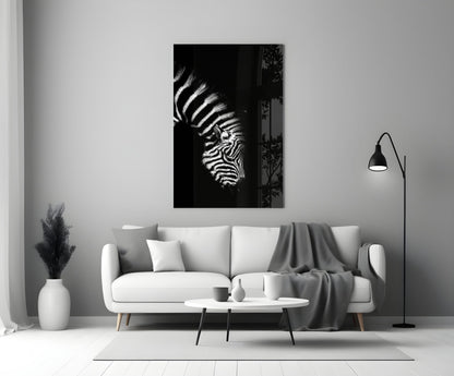 Bowed Head Zebra Glass Wall Art
