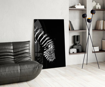 Bowed Head Zebra Glass Wall Art