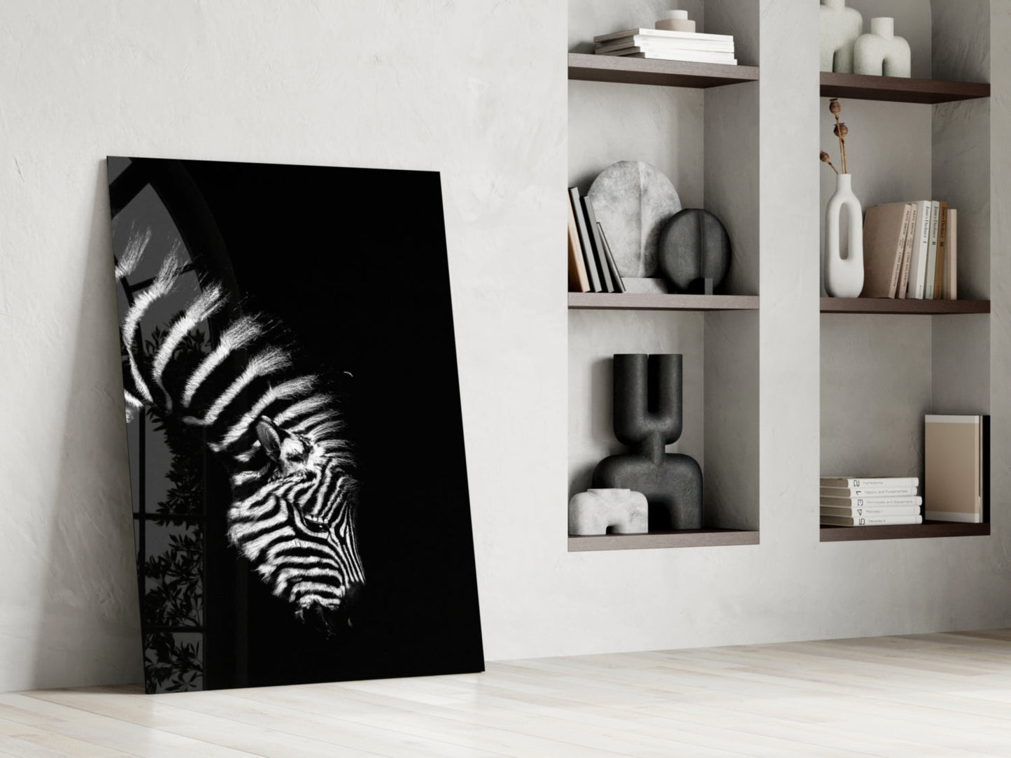 Bowed Head Zebra Glass Wall Art