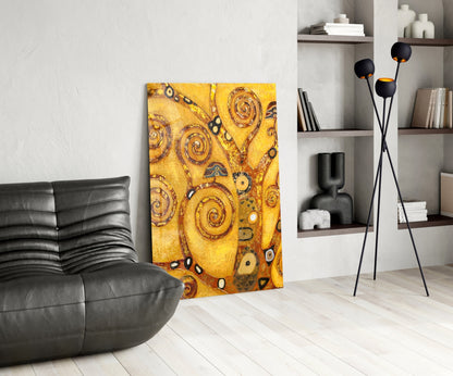 Amber Swirl Mosaic Tree of Life Glass Wall Art