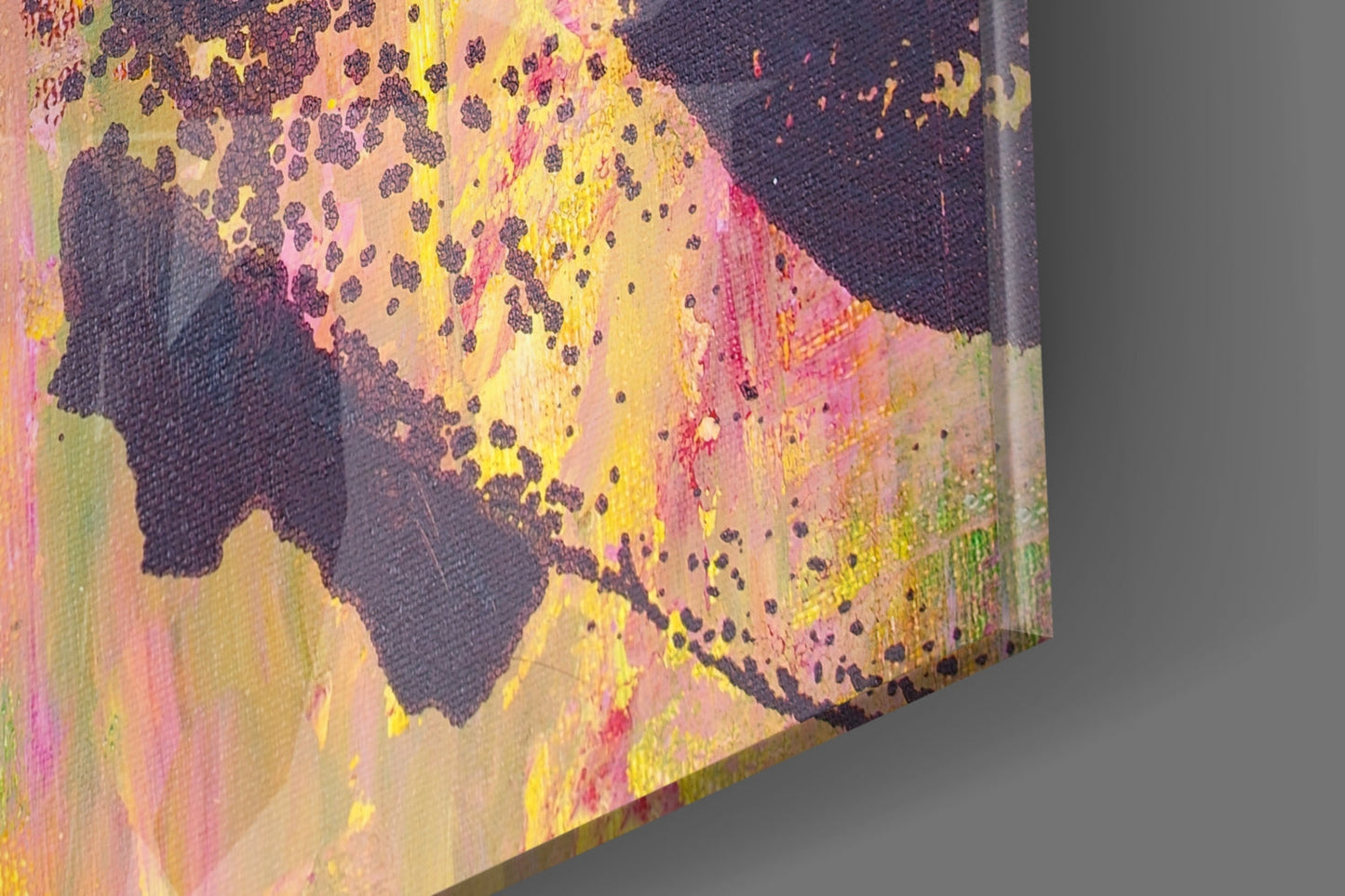 Pink Yellow Grunge Face Glass Wall Art