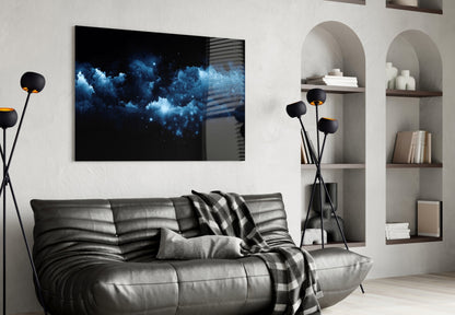 Blue Cloud Nebula Glass Wall Art
