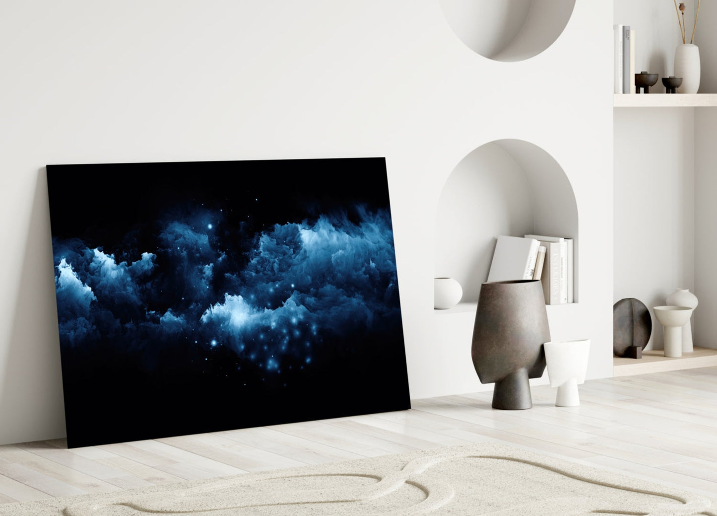 Blue Cloud Nebula Glass Wall Art
